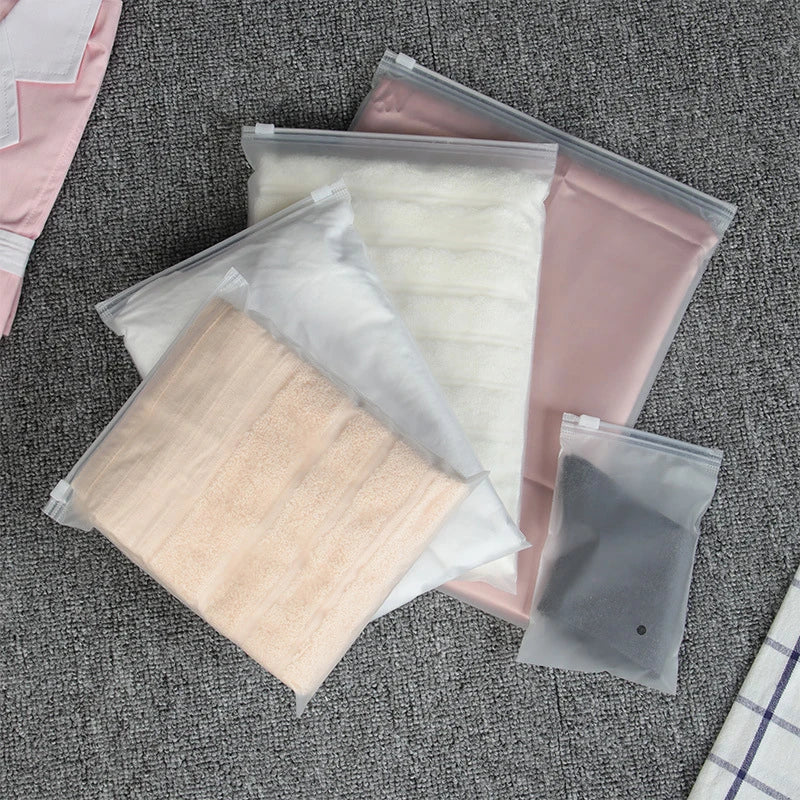 TETP 10pcs 14wire/18wires Frosted Matte Zipper Bag Home Travel Storage Clothing Underwear Packaging With Air Hole Organizer