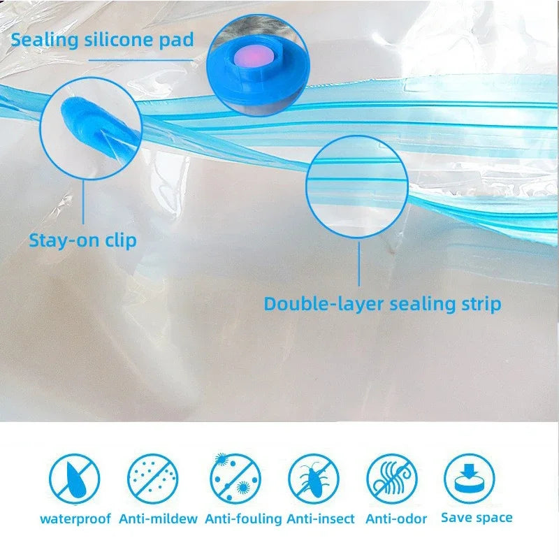 3/5PCS Vacuum Storage Bags For Clothes,Bedding,Space Saving Bags Storage Vacuum Seal Packet,Folding Compressed Organizer Bag