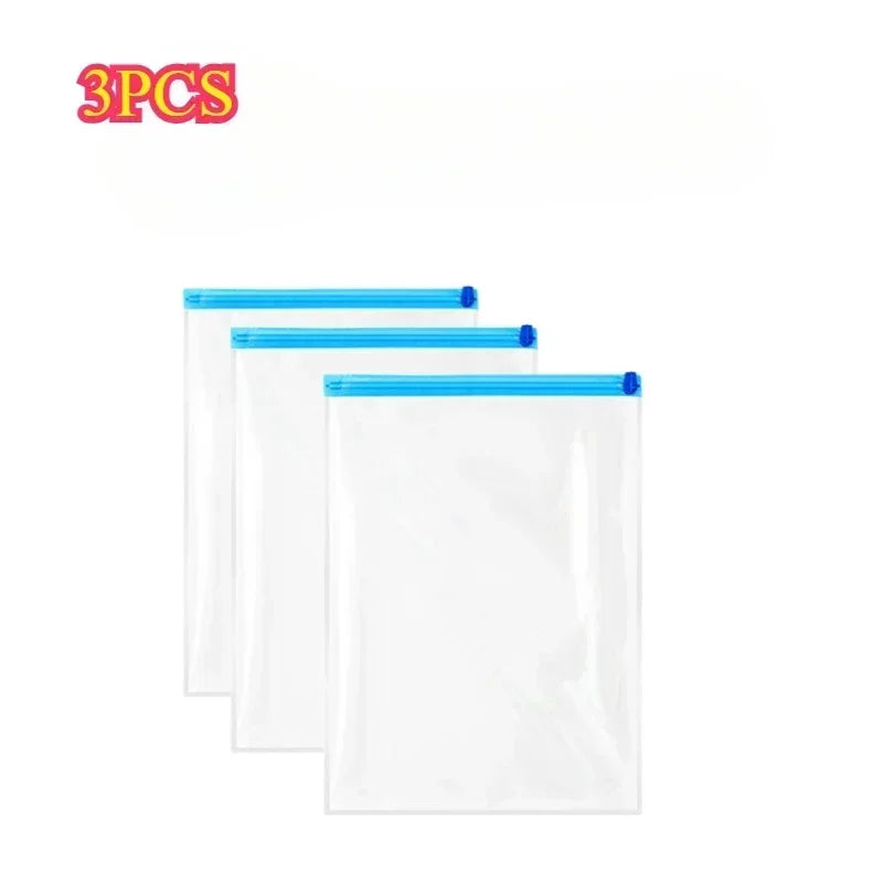 5 Pack Vacuum Compression Bags for Travel-Reusable Space Saving Storage No Pump Needed, Leak-Proof Organizer for Clothes&Luggage