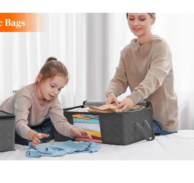 1/3/6pcs Foldable Clothes Storage Bag Large Capacity Blanket Storage Bag Storage Containers for Home Organizing Bedroom Clothing