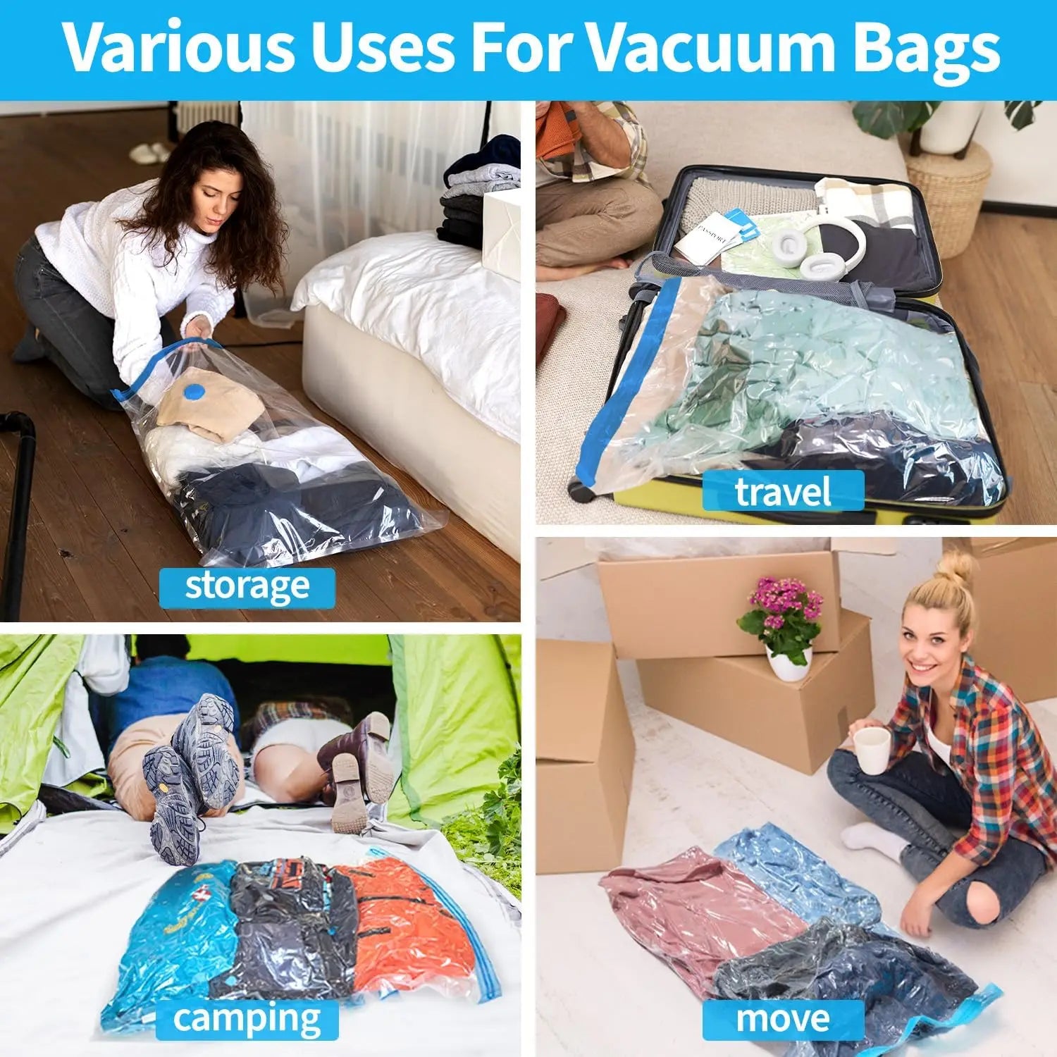 Vacuum Storage Bags With Valve Folding Compressed Space Saving Clothes Storage Big Size For Towel Cloth Blanket