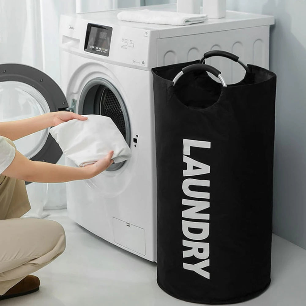 Home Large Capacity Clothes Laundry Bag Oxford Cloth Storage Bag Round Handle Dirty Laundry Storage Basket
