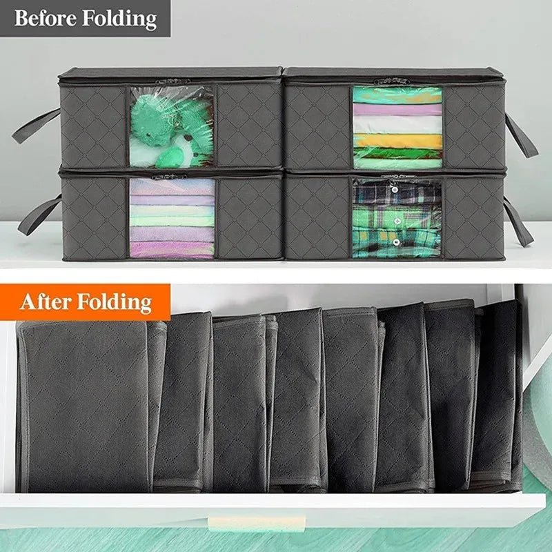 1/3/6pcs Foldable Clothes Storage Bag Large Capacity Blanket Storage Bag Storage Containers for Home Organizing Bedroom Clothing