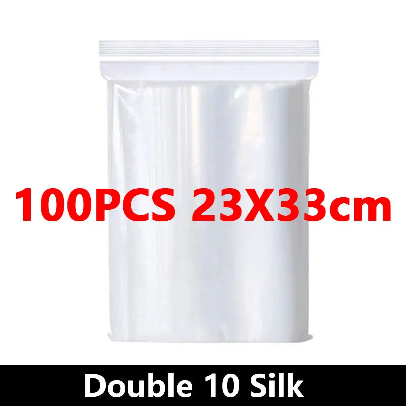 100Pcs Thicken Zipper Sealed Bags Clear Plastic Storage Bag for Small Jewelry Food Packing Reclosable Ziplock Sealing Bags