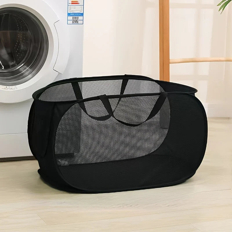 Breathable Mesh Folding Laundry Basket Household Dirty Clothes Storage Organizer Handle Light Portable Trousers Sorter Tool Item