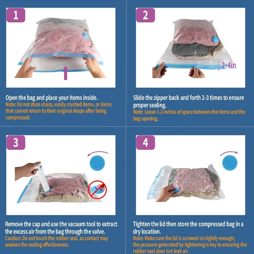 Vacuum Storage Bags With Valve Folding Compressed Space Saving Clothes Storage Big Size For Towel Cloth Blanket