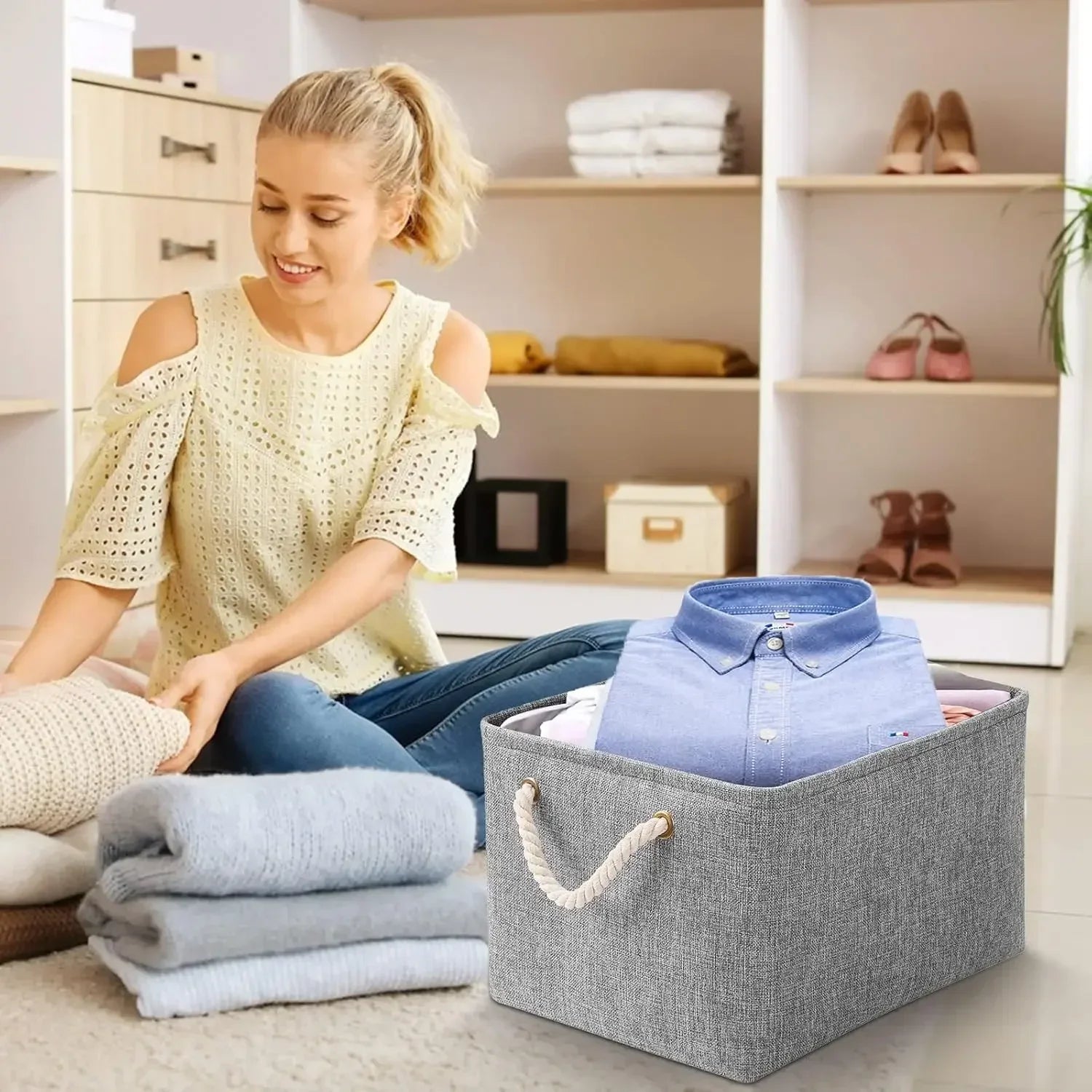 Sundries Storage Basket Cabinet Storage Box Laundry Basket for Toys Clothes Socks Book Organizer Multi-functional Storage Tool