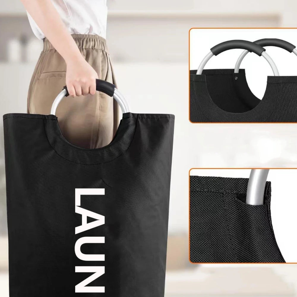 Home Large Capacity Clothes Laundry Bag Oxford Cloth Storage Bag Round Handle Dirty Laundry Storage Basket