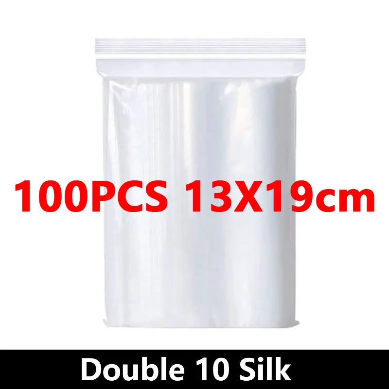 100Pcs Thicken Zipper Sealed Bags Clear Plastic Storage Bag for Small Jewelry Food Packing Reclosable Ziplock Sealing Bags