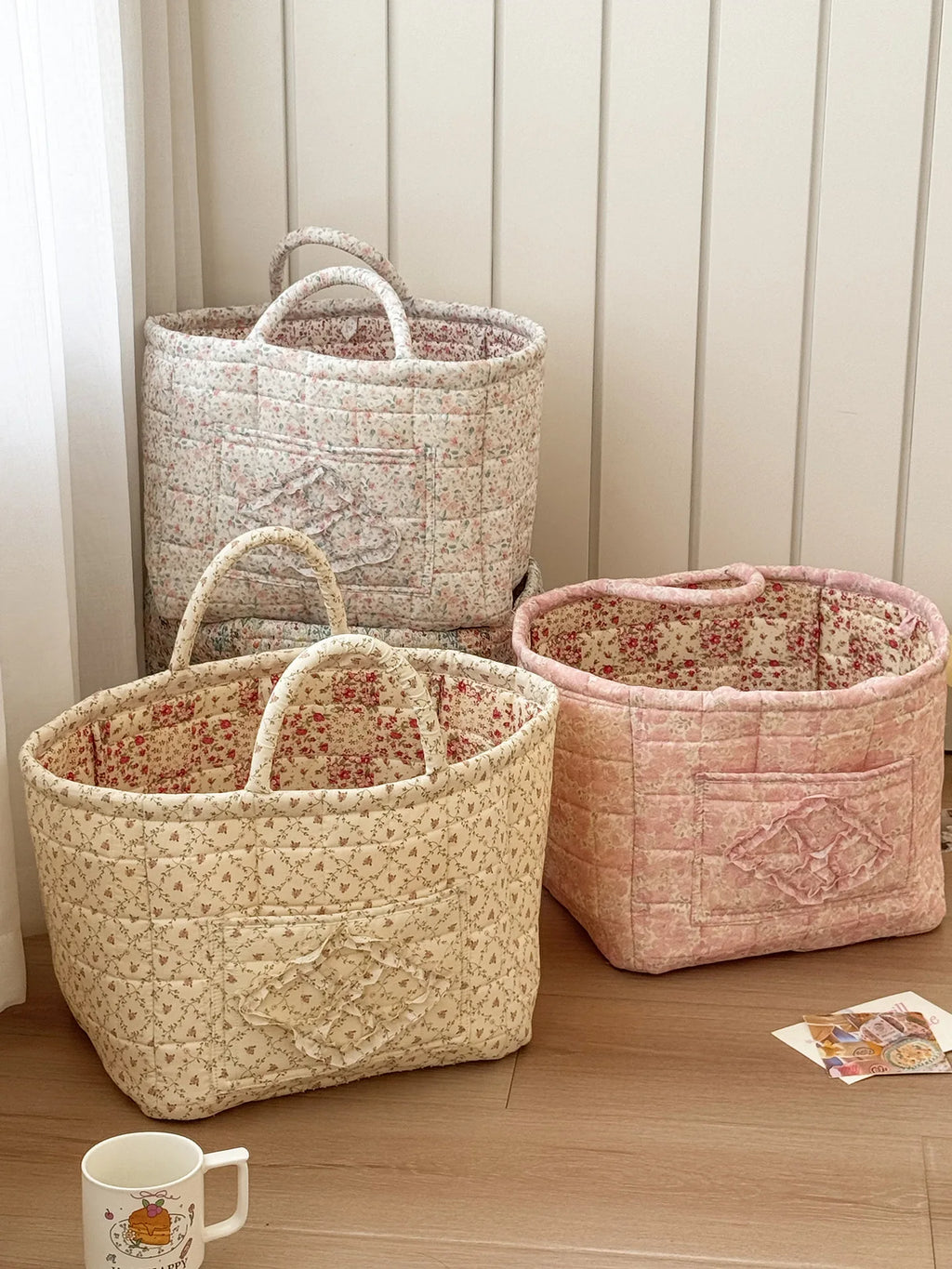 Rural Flower Dirty Clothes Basket, High-value, Fashionable, Large Capacity Foldable Garbage Storage Basket