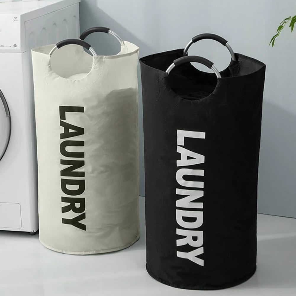 Home Large Capacity Clothes Laundry Bag Oxford Cloth Storage Bag Round Handle Dirty Laundry Storage Basket