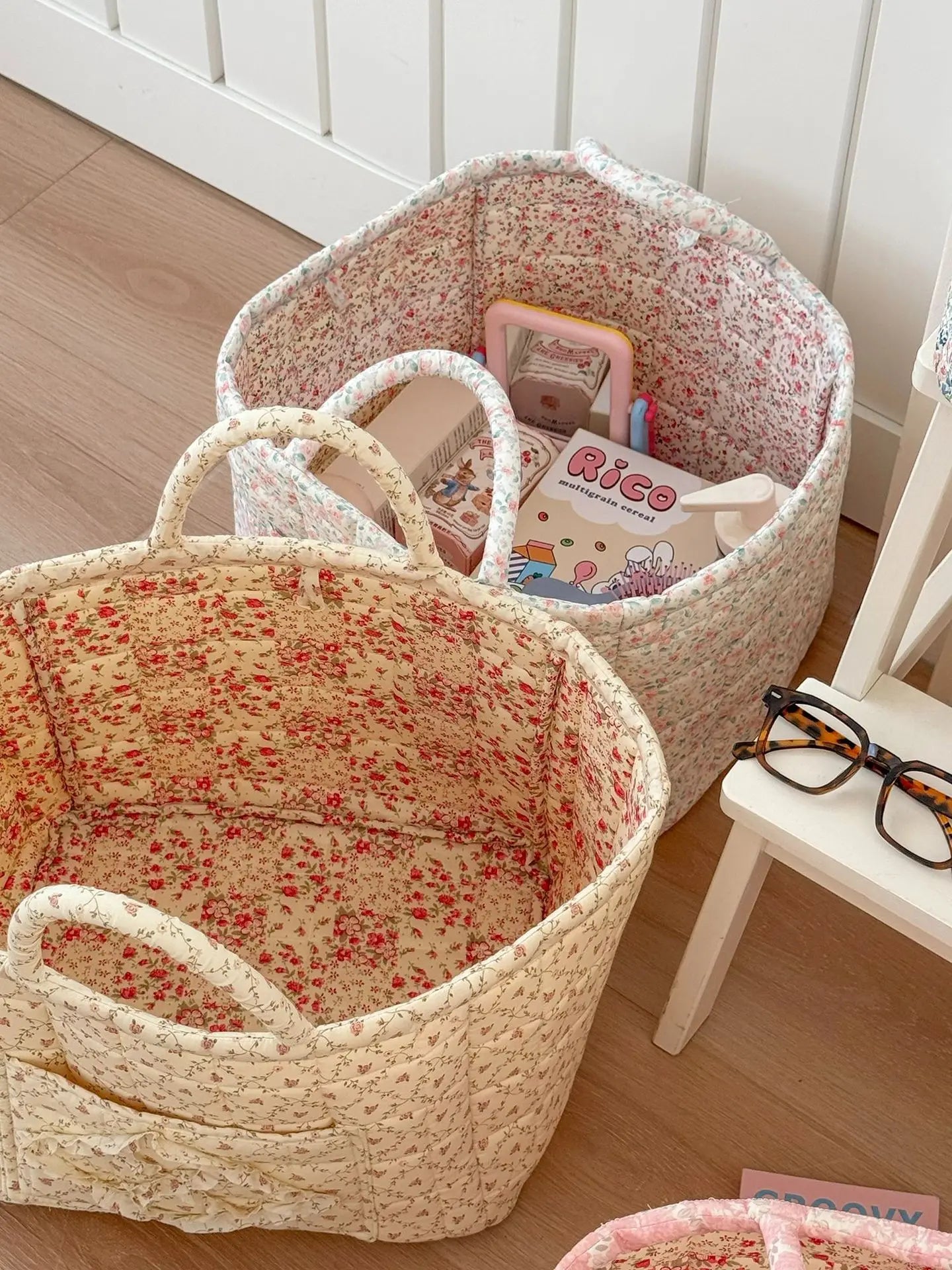 Rural Flower Dirty Clothes Basket, High-value, Fashionable, Large Capacity Foldable Garbage Storage Basket