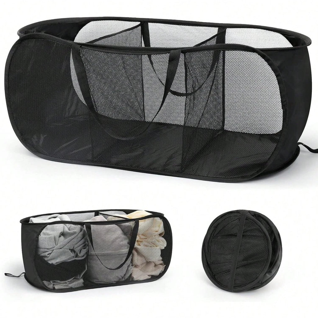 1pc Home Bathroom Mesh Storage Basket Shower Laundry Clothing Dirty Clothes Bag Foldable Portable Business Traval Basket
