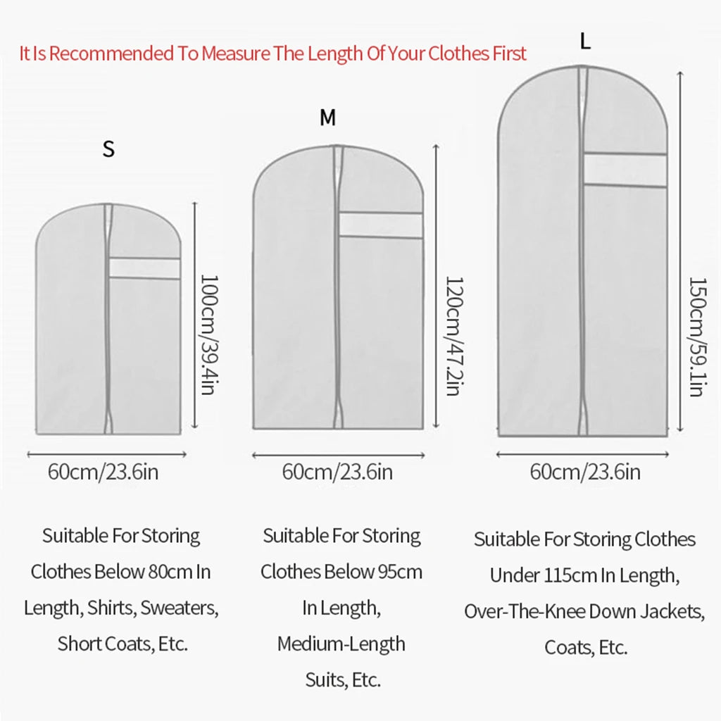 Waterproof Clothes Dust Cover Coat Suit Dress Protector Hanging Garment Bags Home Closet Organizer Dustproof Clothing Covers