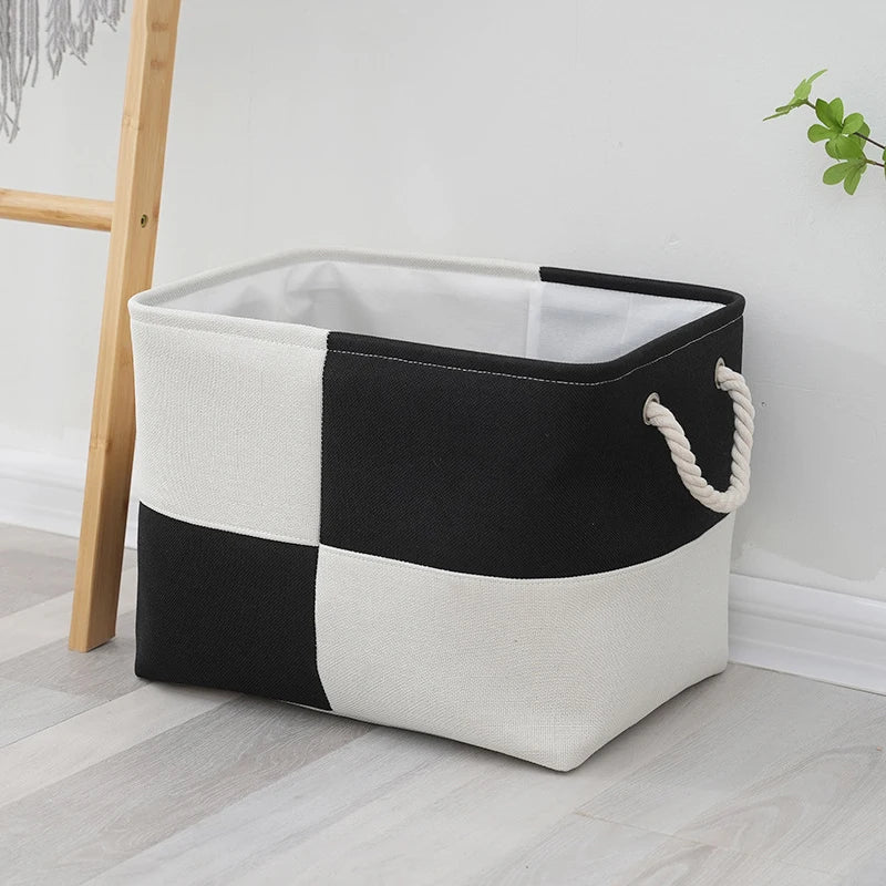 1pc Home Supplies Sundries Sorting Basket Linen Large Capacity Laundry Basket Foldable Toys Snacks Storage Basket with Handle