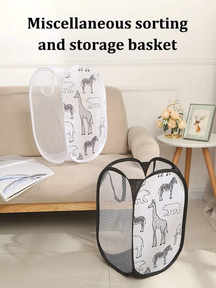Cartoon Giraffe Laundry Basket Home Dirty Clothes Basket Miscellaneous Sorting and Storage Basket Bathroom Organizer Storage