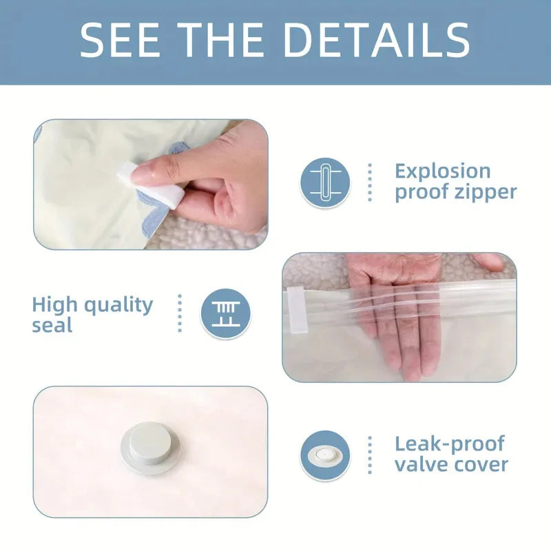 4pcs Vacuum Compression Storage Bags, Sealed Storage Containers For Clothes, Blankets, Shirts,   Wardrobe, Travel Must Have