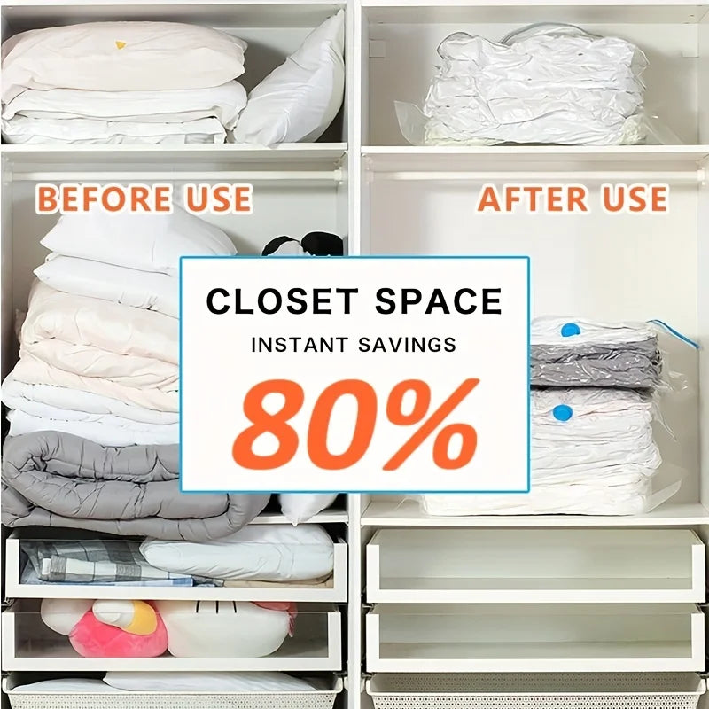 3/5/10PCS Vacuum Storage Bags For Clothes,Bedding,Space Saving Bags Storage Vacuum Seal Packet,Folding Compressed Organizer Bag