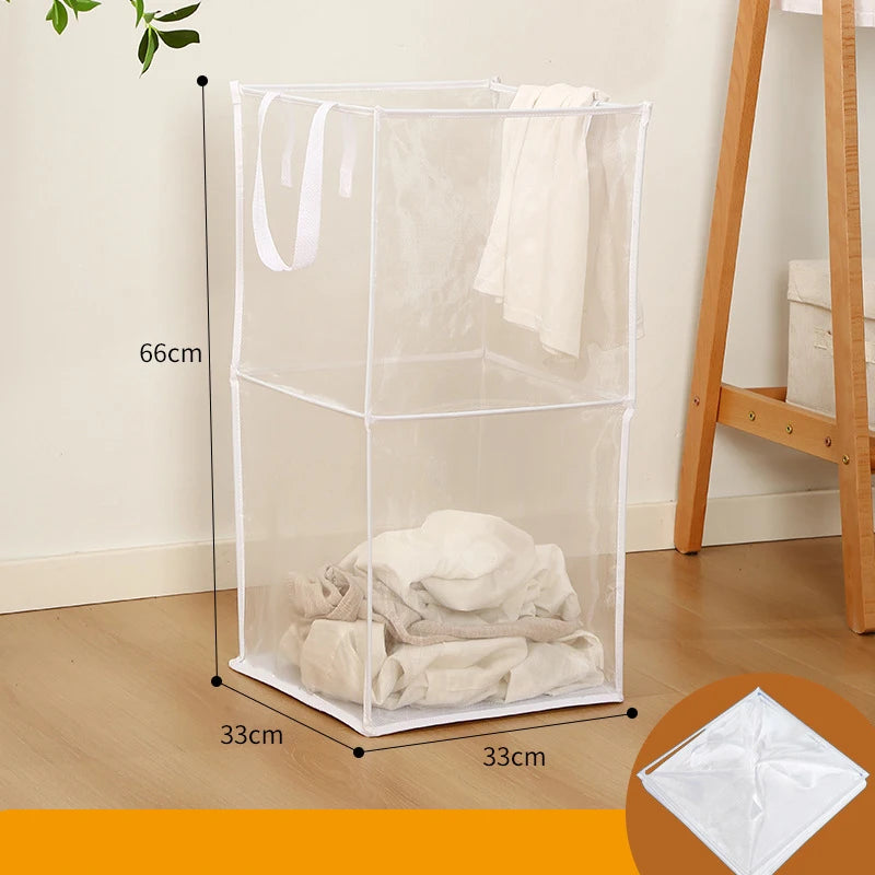Folding Laundry Basket Organizer for Dirty Clothes Bathroom Clothes Mesh Storage Bag Household Clothing Storage Basket