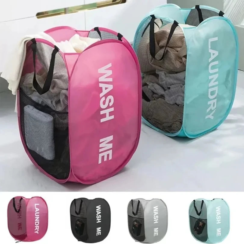 Durable Folding Simple Laundry Basket Largewashable Clothes Toy Storage Organizer Fashionmesh Breathable Bathroom Accessories