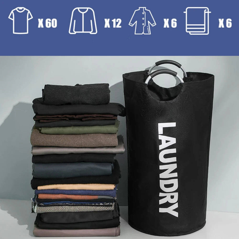 Home Large Capacity Clothes Laundry Bag Oxford Cloth Storage Bag Round Handle Dirty Laundry Storage Basket