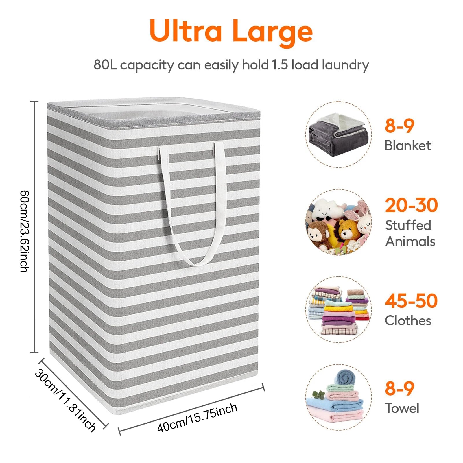 75L Large Collapsible Laundry Baskets with Handle Household Clothes Storage Basket Dirty Laundry Toys Storage Organization