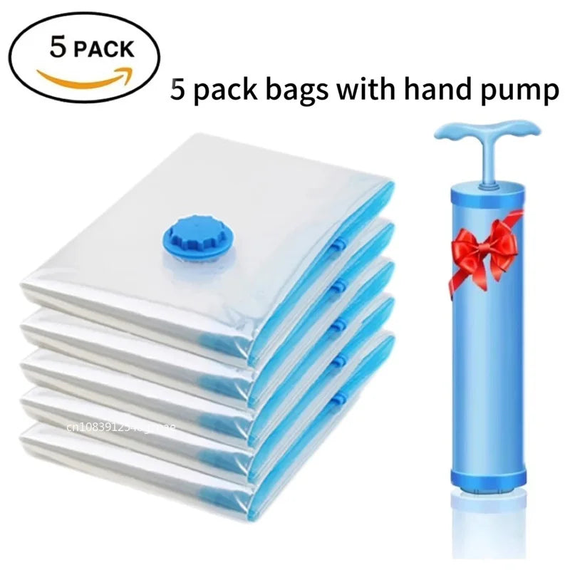 3/5PCS Vacuum Storage Bags For Clothes,Bedding,Space Saving Bags Storage Vacuum Seal Packet,Folding Compressed Organizer Bag