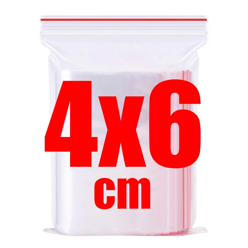 500/100pcs Self Sealed Bags Plastic Storage Bag for Jewelry Food Pills Transparent Zipper Storage Bag Package Pouches Wholesale