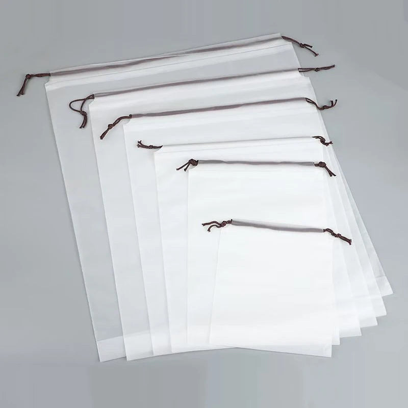 5/10/20pcs Transparent Frosted Drawstring Portable Travel Makeup Pocket Shoes Clothes Dustproof Waterproof Grocery Storage Bag