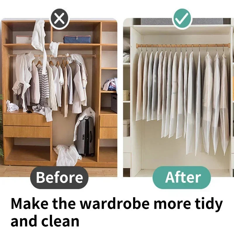 Garment Bag Clothing Dust Cover for Closet Storage Plastic Designer Garment Covers Household Coat Suit Cover Hanging Clothes Bag