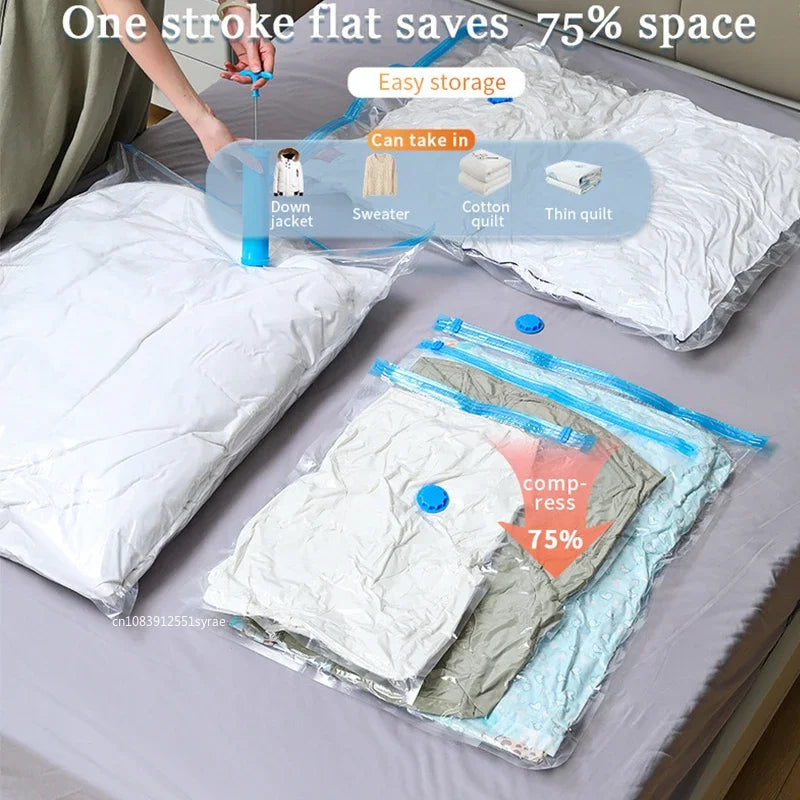 3/5PCS Vacuum Storage Bags For Clothes,Bedding,Space Saving Bags Storage Vacuum Seal Packet,Folding Compressed Organizer Bag