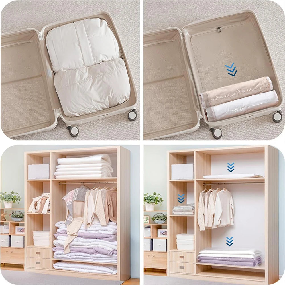 Vacuum Storage Bags With Valve Folding Compressed Space Saving Clothes Storage Big Size For Towel Cloth Blanket