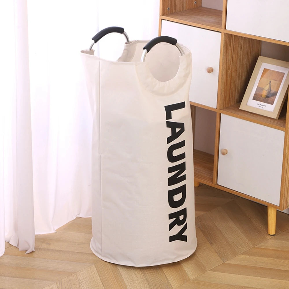 Home Large Capacity Clothes Laundry Bag Oxford Cloth Storage Bag Round Handle Dirty Laundry Storage Basket