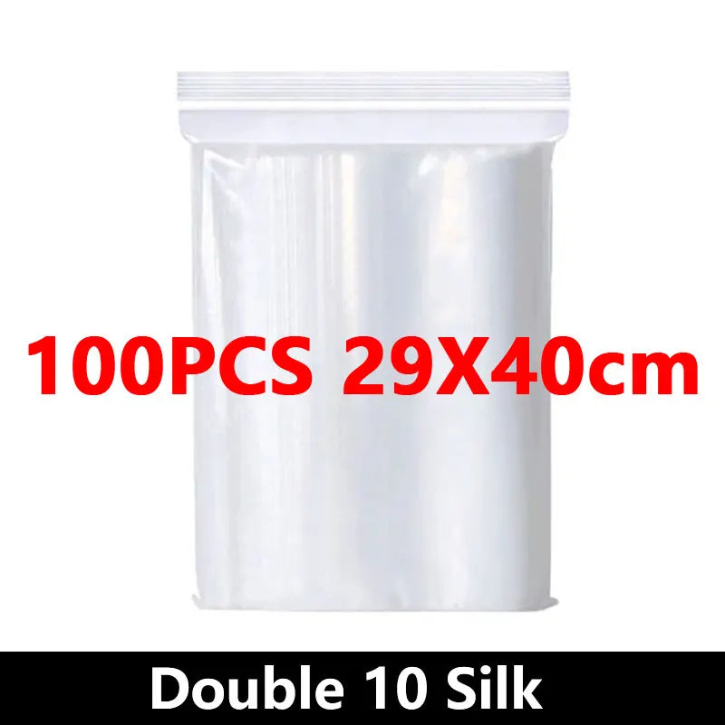 100Pcs Thicken Zipper Sealed Bags Clear Plastic Storage Bag for Small Jewelry Food Packing Reclosable Ziplock Sealing Bags