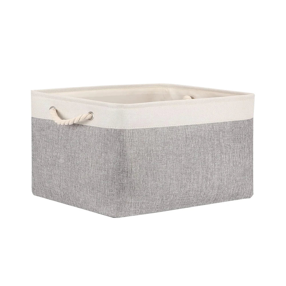Fabric Storage Basket Foldable Linen Storage Box for Nursery Home Collapsible Canvas Shelf Basket Wardrobe Bedroom Organizers
