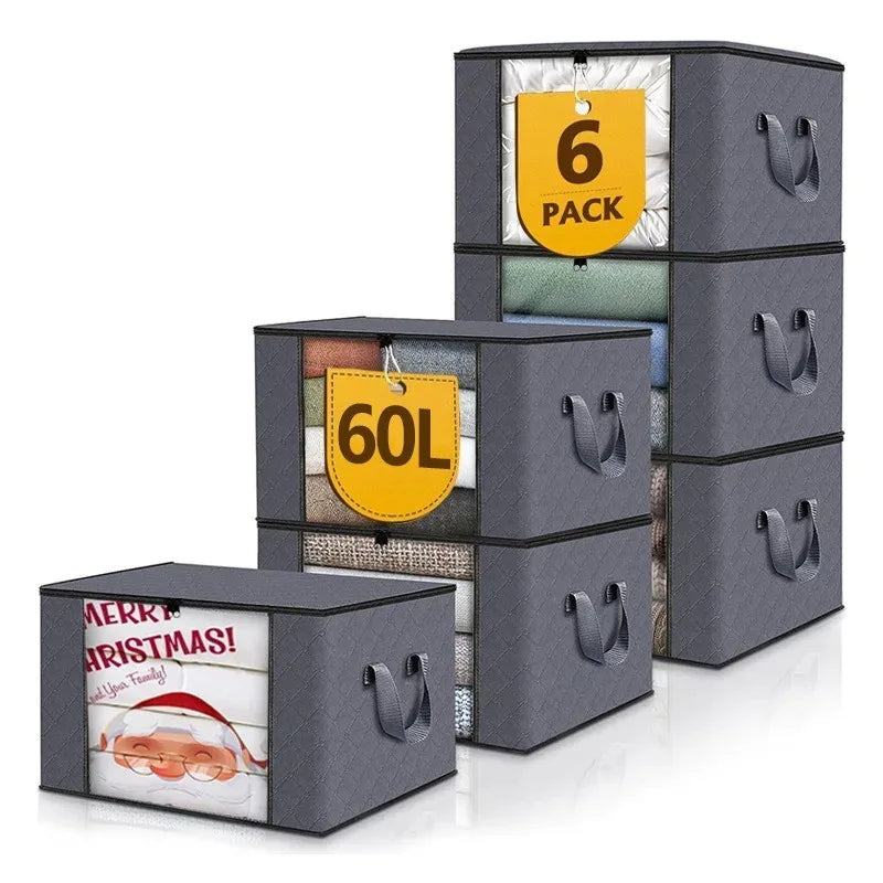 1/3/6pcs Foldable Clothes Storage Bag Large Capacity Blanket Storage Bag Storage Containers for Home Organizing Bedroom Clothing