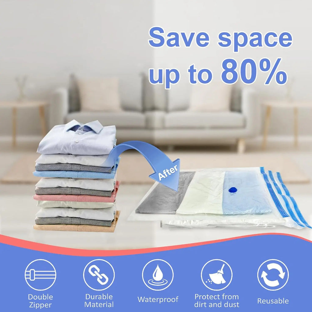 Vacuum Storage Bags With Valve Folding Compressed Space Saving Clothes Storage Big Size For Towel Cloth Blanket