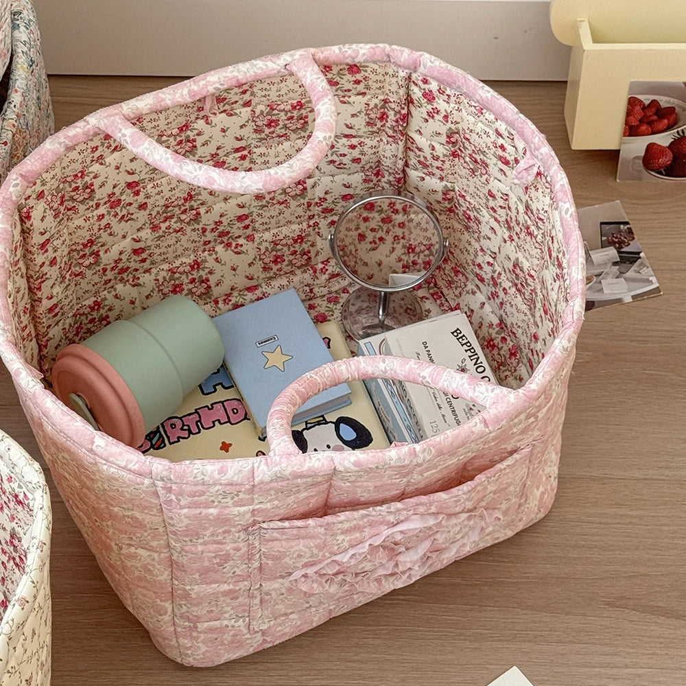 Rural Flower Dirty Clothes Basket, High-value, Fashionable, Large Capacity Foldable Garbage Storage Basket