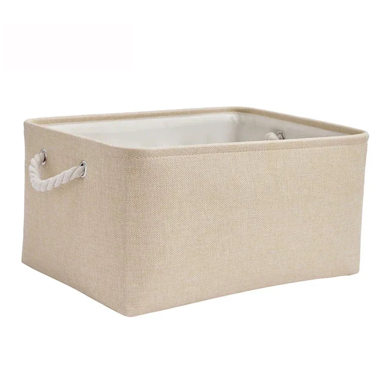 Large-capacity Sundries Storage Basket Collapsible Linen Fabric Storage Box for Living Room Bedroom Dorm Foldable Storage basket