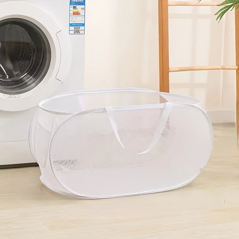 Breathable Mesh Folding Laundry Basket Household Dirty Clothes Storage Organizer Handle Light Portable Trousers Sorter Tool Item