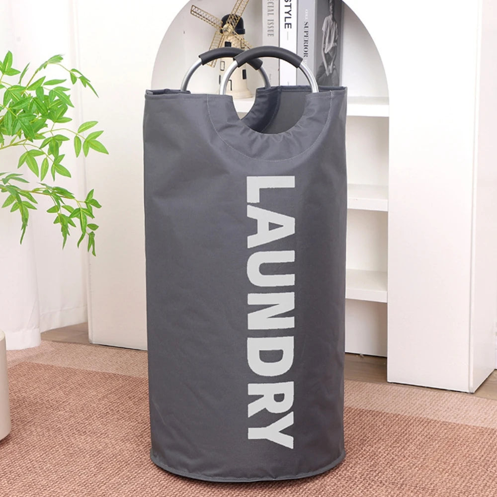 Home Large Capacity Clothes Laundry Bag Oxford Cloth Storage Bag Round Handle Dirty Laundry Storage Basket