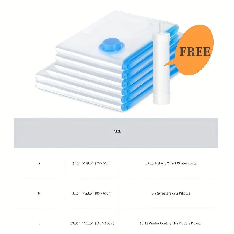 3/5/10PCS Vacuum Storage Bags For Clothes,Bedding,Space Saving Bags Storage Vacuum Seal Packet,Folding Compressed Organizer Bag