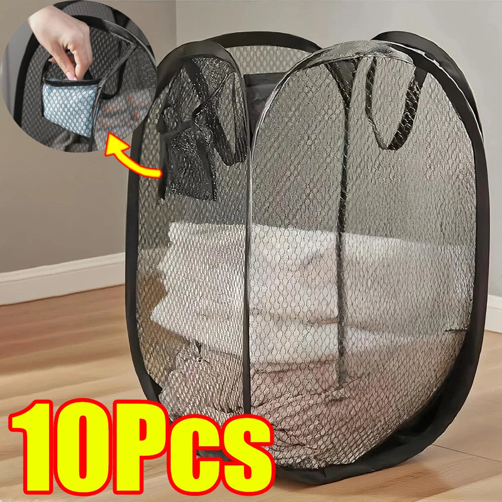 1-10Pcs Folding Laundry Basket Pop Up Hamper Portable Foldable Clothes Baskets Storage Pouch for Dorm, Bathroom & Travel Storage