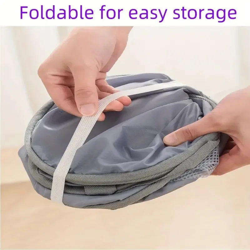 Breathable Mesh Folding Laundry Basket Household Dirty Clothes Storage Organizer Handle Light Portable Trousers Sorter Tool Item