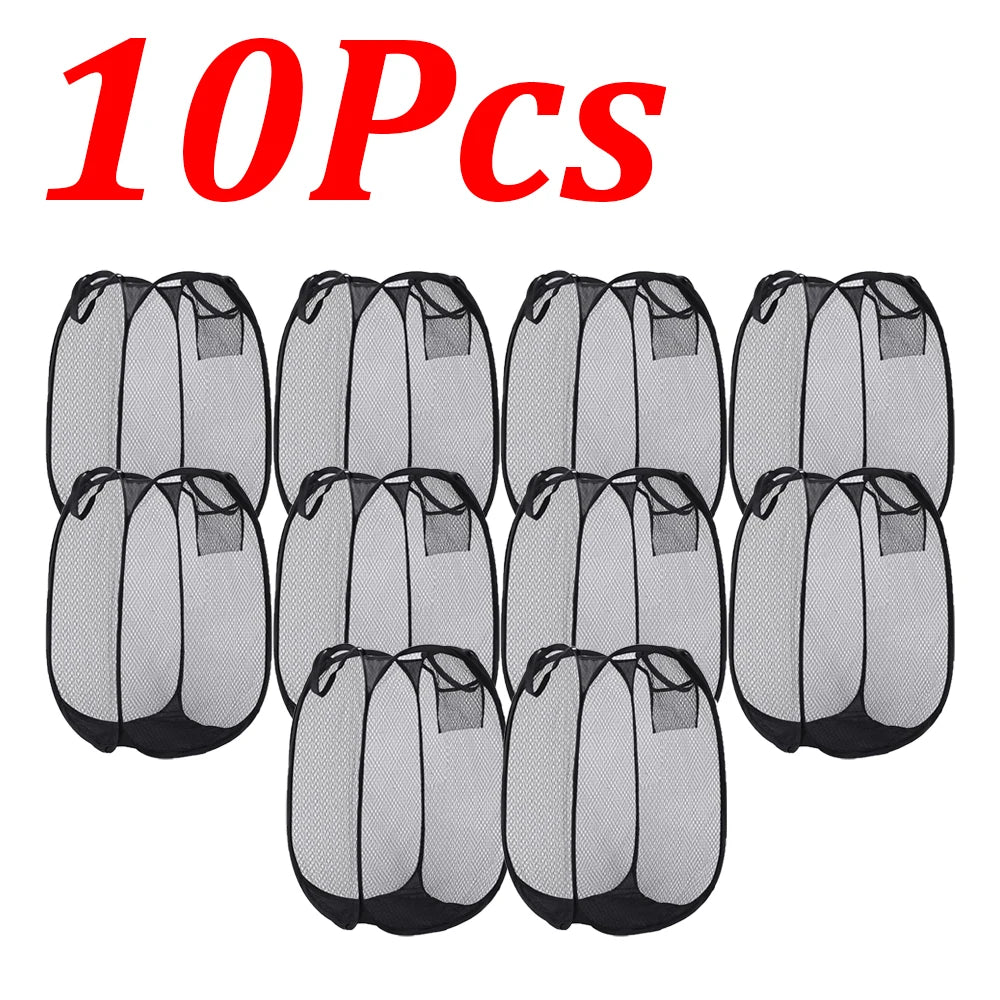 1-10Pcs Folding Laundry Basket Pop Up Hamper Portable Foldable Clothes Baskets Storage Pouch for Dorm, Bathroom & Travel Storage