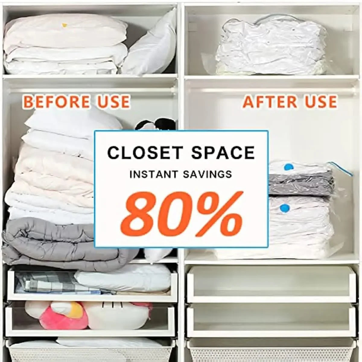 Vacuum Storage Bags Vacuum Seal Bag Space Saving Bags for Comforters Clothes Pillow Bedding Blanket Storage