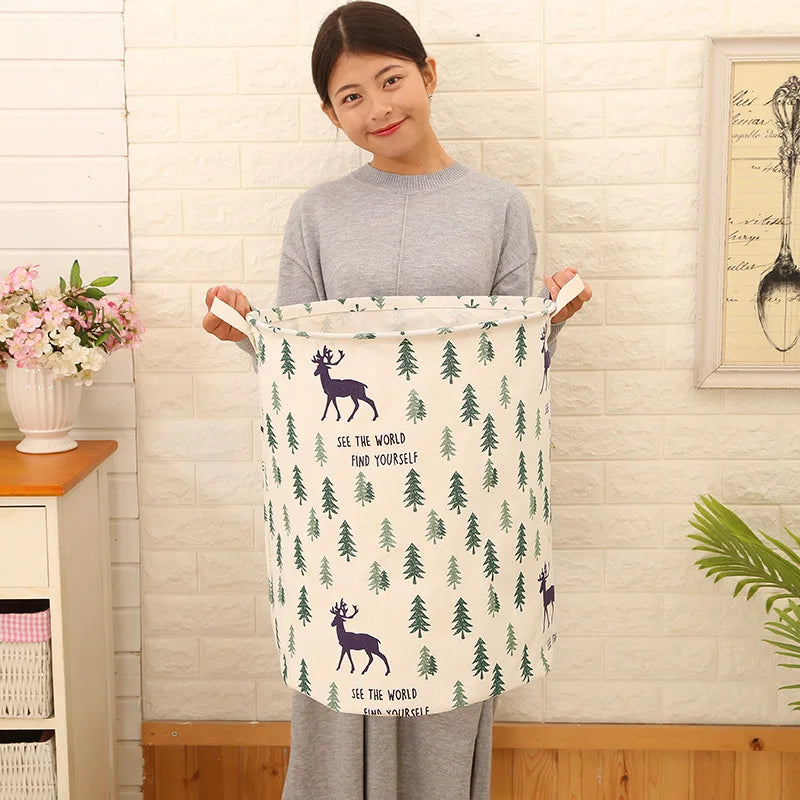 Foldable Storage Basket Round Bucket Dirty Clothes Basket Laundry Children's Toys Storage Basket