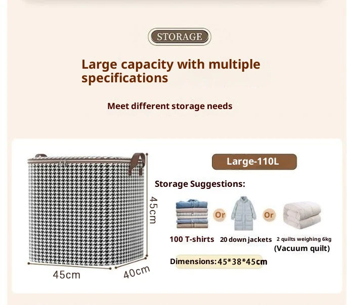 NEW 220L Big Size Clothes Storage Box With Cover Large Laundry Basket Organizer Bag For Baby Foldable