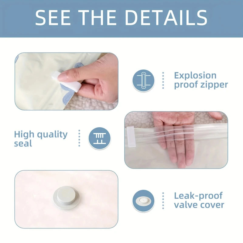 4pcs Vacuum Compression Storage Bags, Sealed Storage Containers For Clothes, Blankets, Shirts,   Wardrobe, Travel Must Have