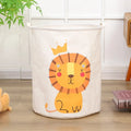 Animal Laundry Toys Organizer Basket Large Cartoon Canvas Barrel Basket Clothes Organizer Kids Toys Basket With Handle